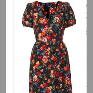 Nordstrom Topshop Navy Floral Tea Dress